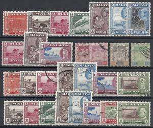 Malaya selection of 29 stamps CANC/MNH VF  