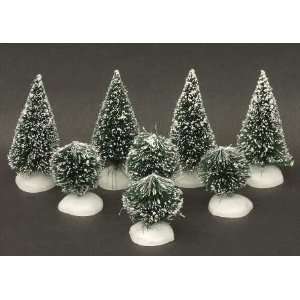   56 Village Frosted Topiary Trees   Set of 8 #52035