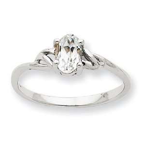  White Topaz Birthstone Ring in 10k White Gold Jewelry