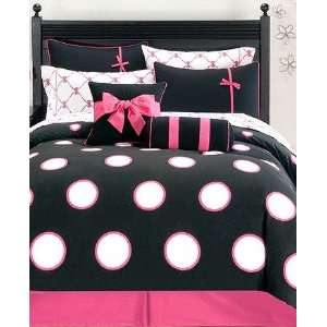   Twin Comforter Set Pink Black Polka Dot (Clearance): Home & Kitchen