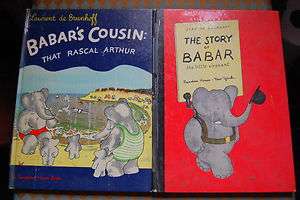 Lot of 2 Babar Books Jean Laurent de Brunhoff 1948 Babars Cousin 1933 