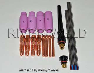 Tig Welding Torch Kit Tungsten Collets WP17 18 26 22pcs  
