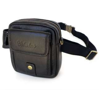   New Genuine Leather Mens Black Waist Pack Fanny Bag Messenger Purse