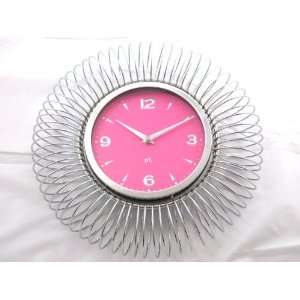  Present Time Pink Face Spiral Clock 12/3/6/9: Home 