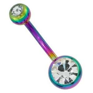   Jeweled RAINBOW Titanium Navel Belly Button Ring FreshTrends Jewelry