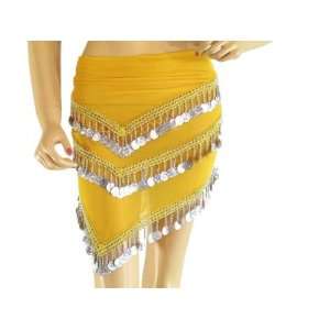    YELLOW WRAP HIP SCARF BELLY DANCE COSTUME BELT COIN: Toys & Games