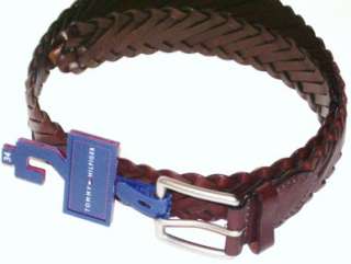 NEW TOMMY HILFIGER MENS BRAIDED LEATHER BELT BROWN SIZE 34 36 38 $40 