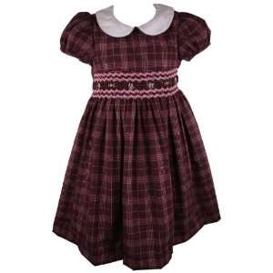   Girls Brown/Pink Smocked Plaid Dress 4 Toddler: Everything Else