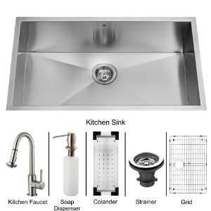 Vigo VG15070 Stainless Steel Kitchen Sink and Faucet Combos Single 