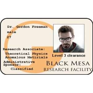  Freemans ID Card Black Mesa Research Facility ID Office 