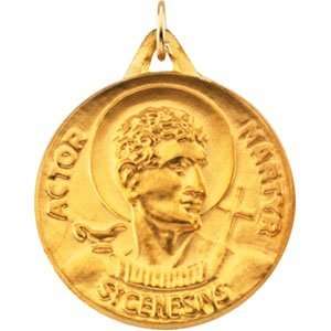    14k Yellow Gold St. Genesius Medal 23mm   JewelryWeb: Jewelry