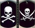 Skull & Crossbones Swords Pirate Dog Tag Necklace FREE 