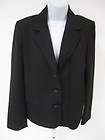 BARNEYS NEW YORK Black Button Front Long Sleeve V Neck Top Blazer 