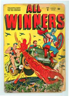   Winners #8 Captain America, Torch, Sub Mariner Timely Schomburg WWII