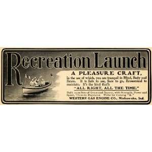   Ad Western Gas Engine Recreation Launch Motor Boat   Original Print Ad