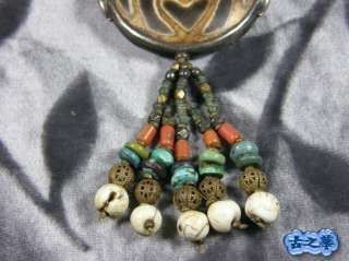 Tibetan Aquarius Lotus Goats eyes dzi bead Necklace  