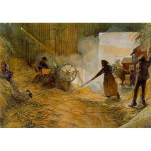   Oil Reproduction   Carl Larsson   32 x 22 inches   Threshing Grain