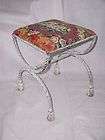 Needlepoint Stool Bench Italian Metal Rope Tassel Early