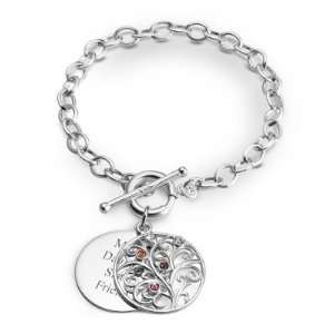  Personalized 5 Stone Sterling Family Tree Bracelet Gift 
