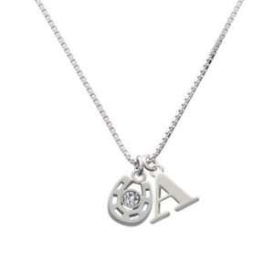   with Clear Swarovski Crystal Center Stone A Initial Charm Necklace