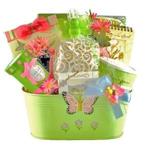 Butterflies and Blooms Gourmet Gift Basket for Christian Women:  