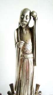 CHRISTOFLE French Silver Cruet Set Chinese Monk Statue  