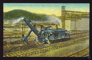 PEDRO MIGUEL ~ PANAMA CANAL ZONE ~ STEAM SHOVEL AT WORK ~ POST CARD c 