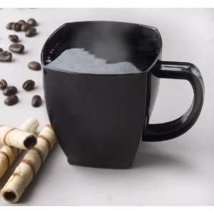   Yoshi Black Square Premium Plastic 8 oz. Coffee Mugs 