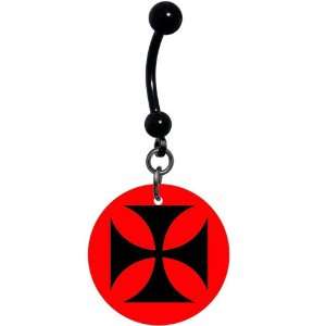  Red Black Iron Cross Belly Ring: Jewelry