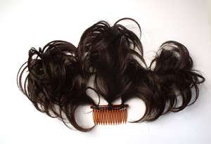 Wavy Bendable Wire Comb Hairpiece Wig   Dark Brown # 4  