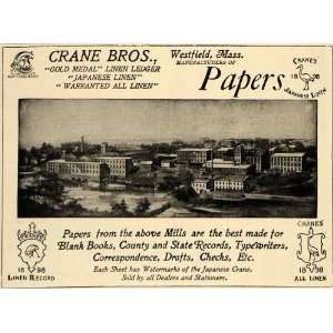  1907 Ad Crane Bros. Japanese Linen Mill Paper Westfield 