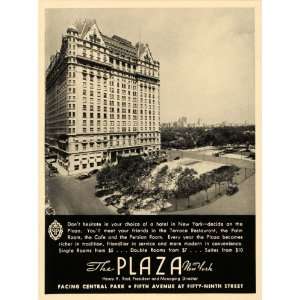   Ad Plaza Hotels Central Park Terrace Restaurant   Original Print Ad