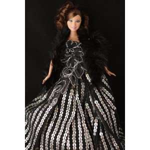  Elegant Black Sequined Party Dress, Handmade to Fit the 