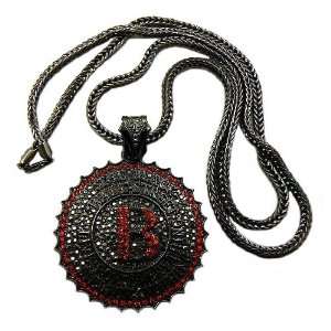  Black w/ Red Iced Out The Black Wall Street Pendant with a 