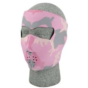 Zan Headgear Full Face Neoprene Mask , Color Pink, Style Camo, Size 