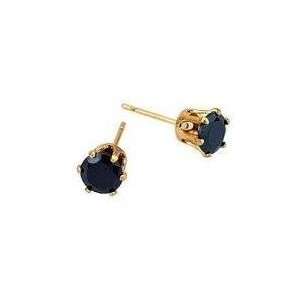 Gold Plated Round Black Stud Earrings: Jewelry