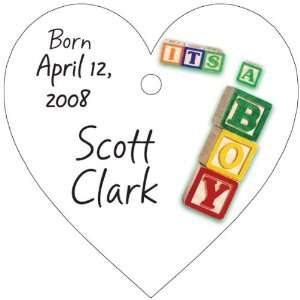 Baby Keepsake: Its a Boy Baby Block Design Heart Shaped Personalized 