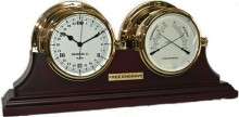 Brass 24 Hour Clock and Hygrometer Thermometer Set  