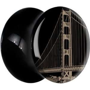  7mm  Black Acrylic Golden Gate Bridge Saddle Plug Jewelry