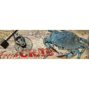  Dungeness Blue Crab Wood Panel Wall Art: Home & Kitchen