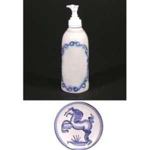  Dispenser Bottle, Blue Horse Pattern