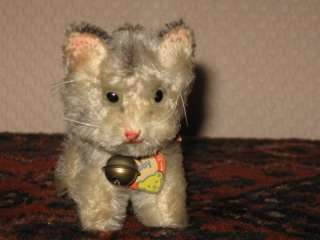 steiff old antique mohair tabby cat w bell shield up for sale