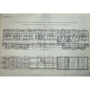 1876 Carriage Six Wheeled Bogies Midland Railway Train 