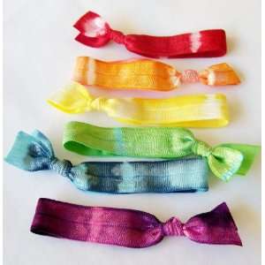  Tie Dye Hair Ties   Set of 6   Boho Chic Rainbow: Beauty