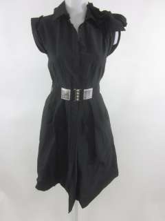 BIMBA & LOLA Black Cotton Short Sleeve Bow Dress Sz S  