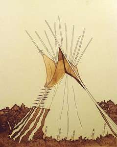   Star Crow Winter Lodge Original Color Art Etching Teepee Submit Offer