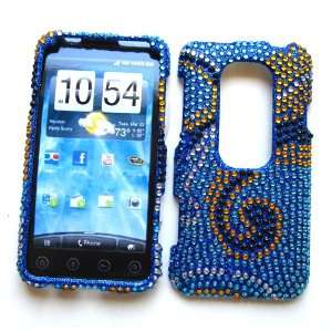   Case Rhinestone Cover Blue Wave Design Cell Phones & Accessories