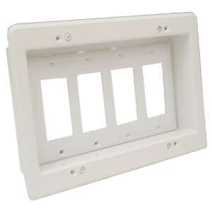   Low Voltage Mounting Bracket with Paintable Wall Plate, 4 Gang, White