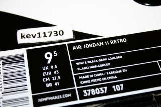 AUTHENTIC Air Jordan 11 Retro Black Dark Concord (Sock) #378037 107 
