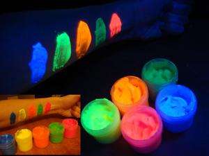 Fluorescent UV blacklight glow body paint 5 color set  